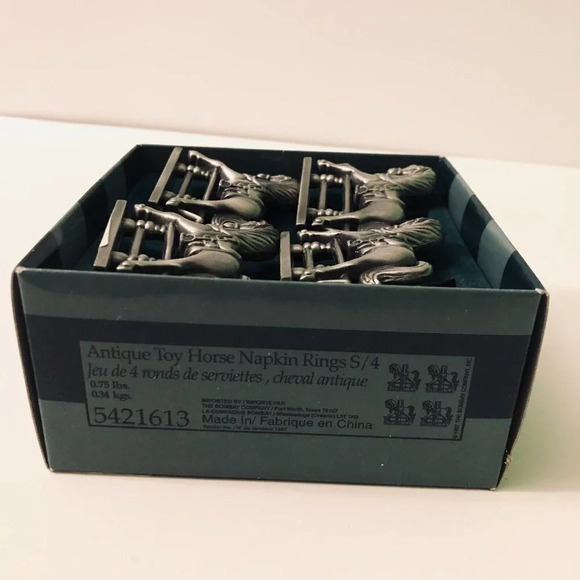 Bombay Company Antique Toy Horse Napkin Rings Box Set of 4 - Picture 7 of 16